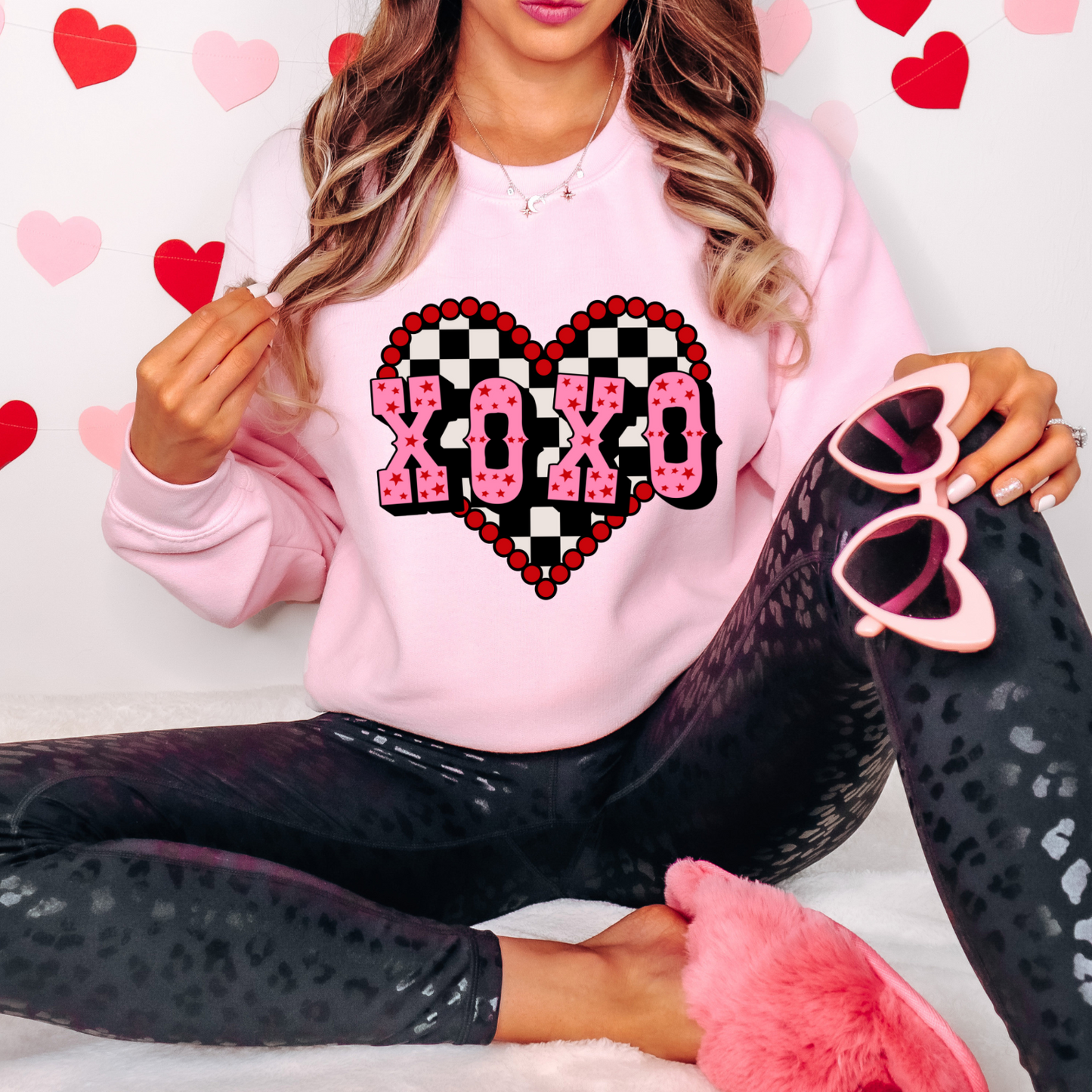 XOXO Western Checkered Sweatshirt