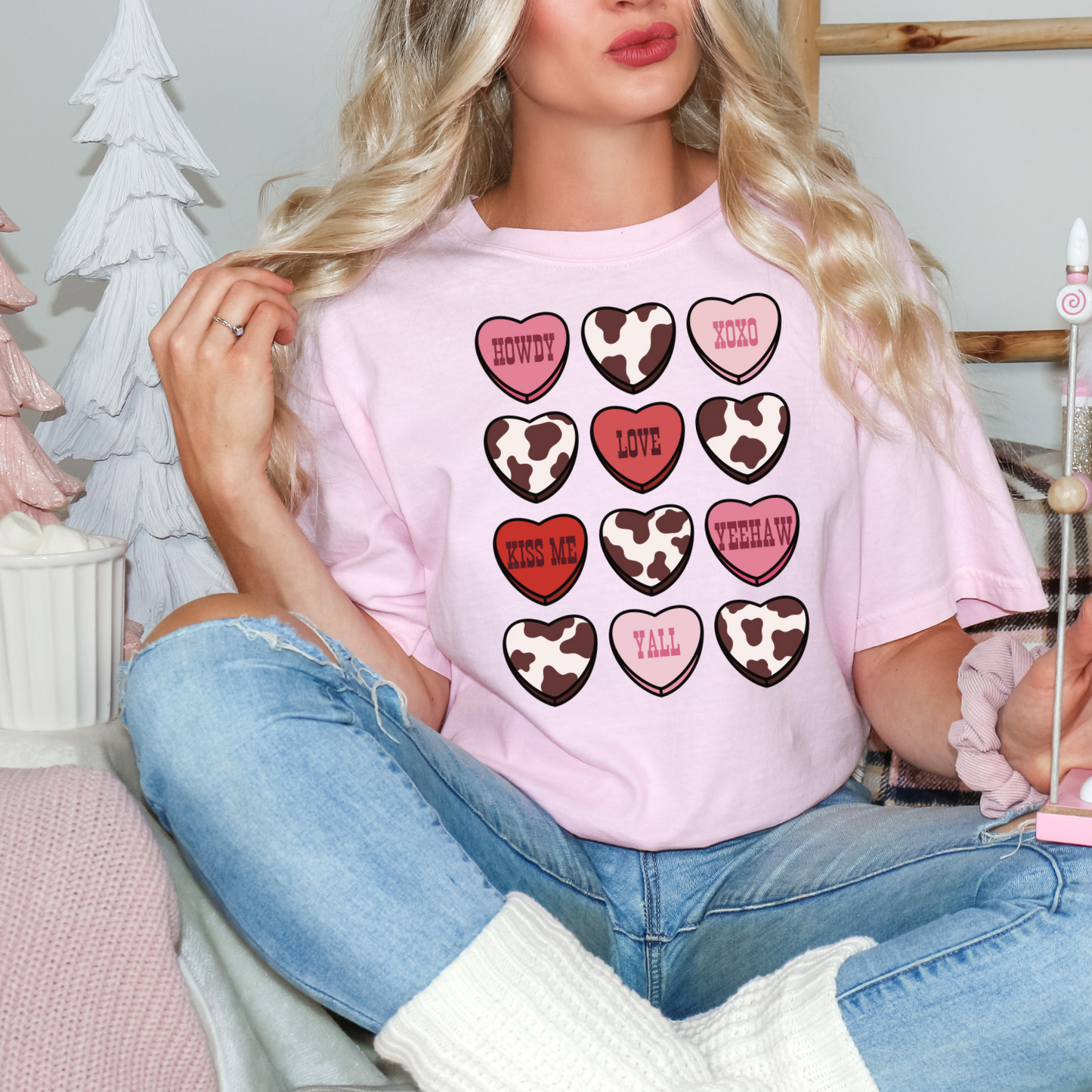 Valentine Western Candy Hearts Cow CC