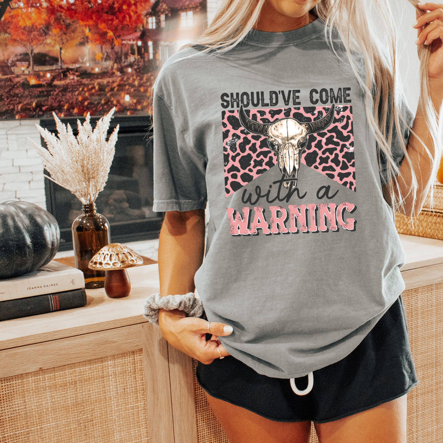 Should've Come with a Warning Pink Grey CC Graphic Tee