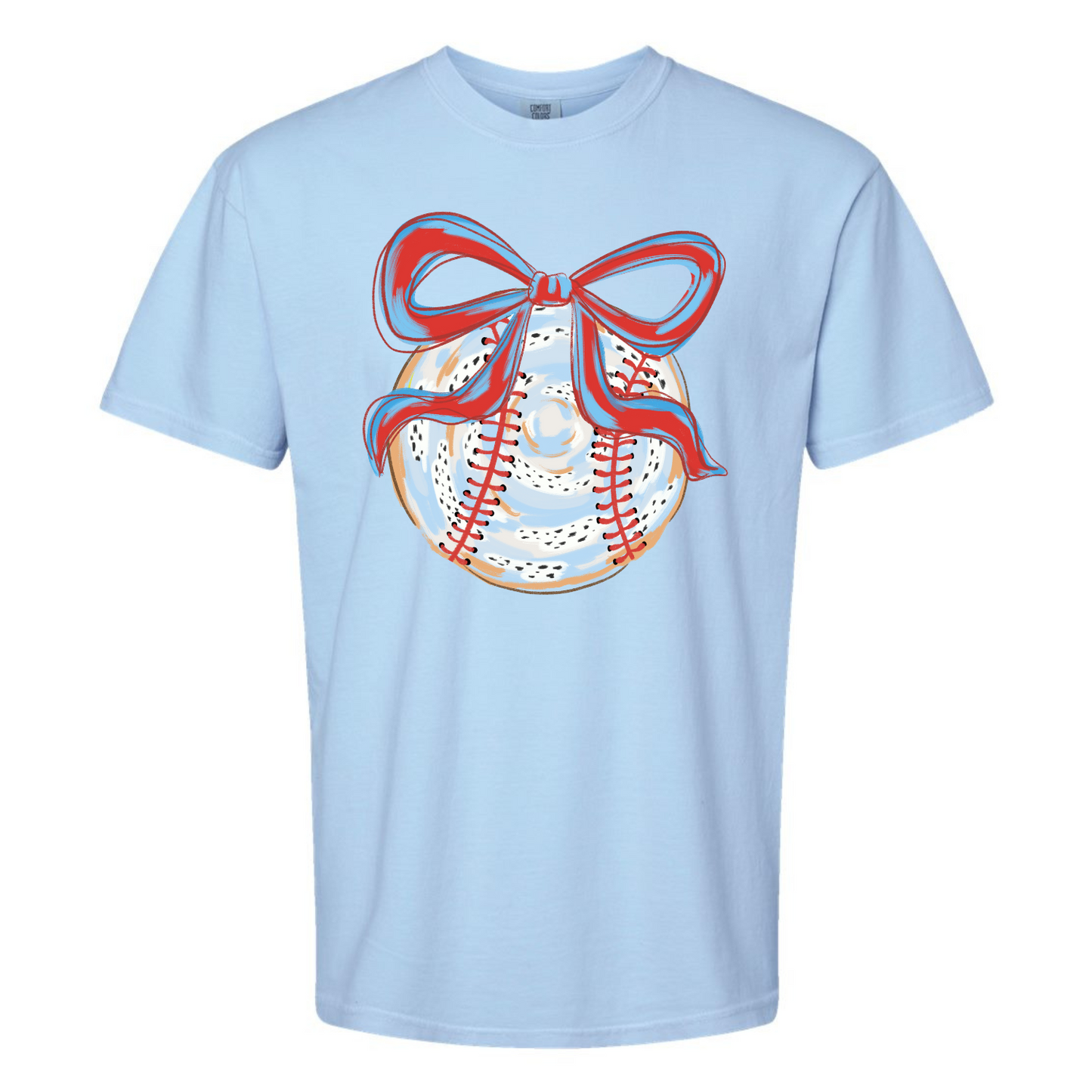 Baseball Blue/Red Bow on Blue CC Tee