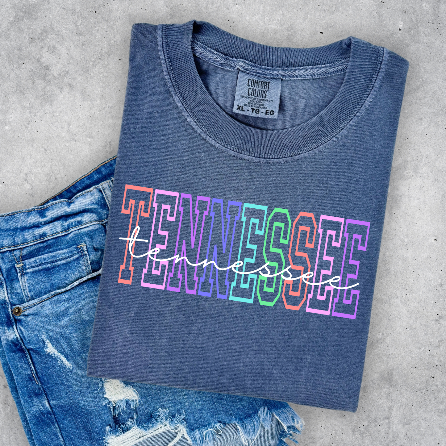 Tennessee Blue Denim Neon CC Tshirt