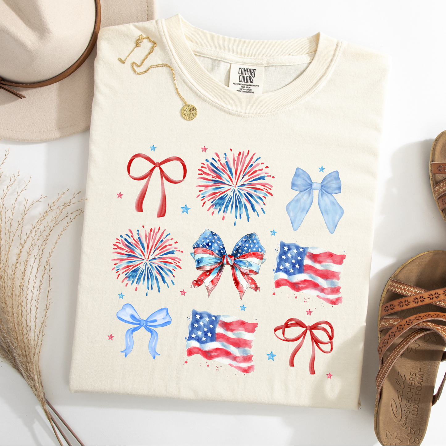 America Fireworks Bow July 4th CC Tshirt