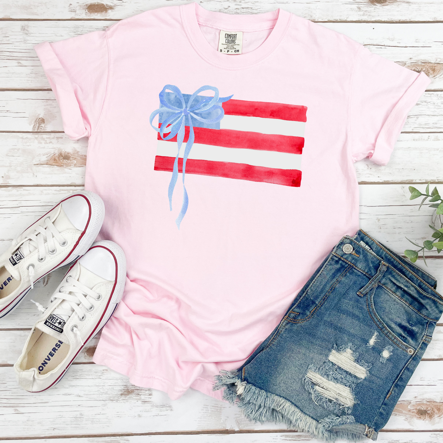American Flag Bow Pink CC Tshirt