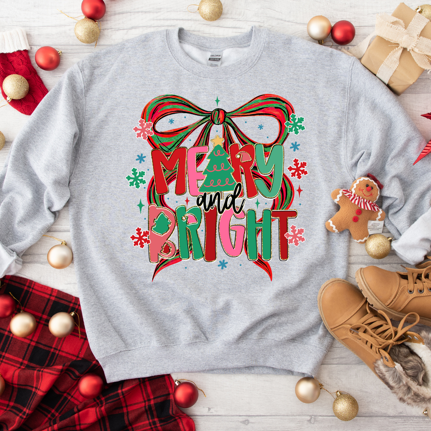 Merry and Bright with Bow Sweatshirt