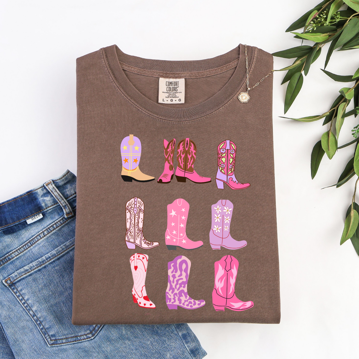 Pink Boots Stacked Brown CC Tshirt