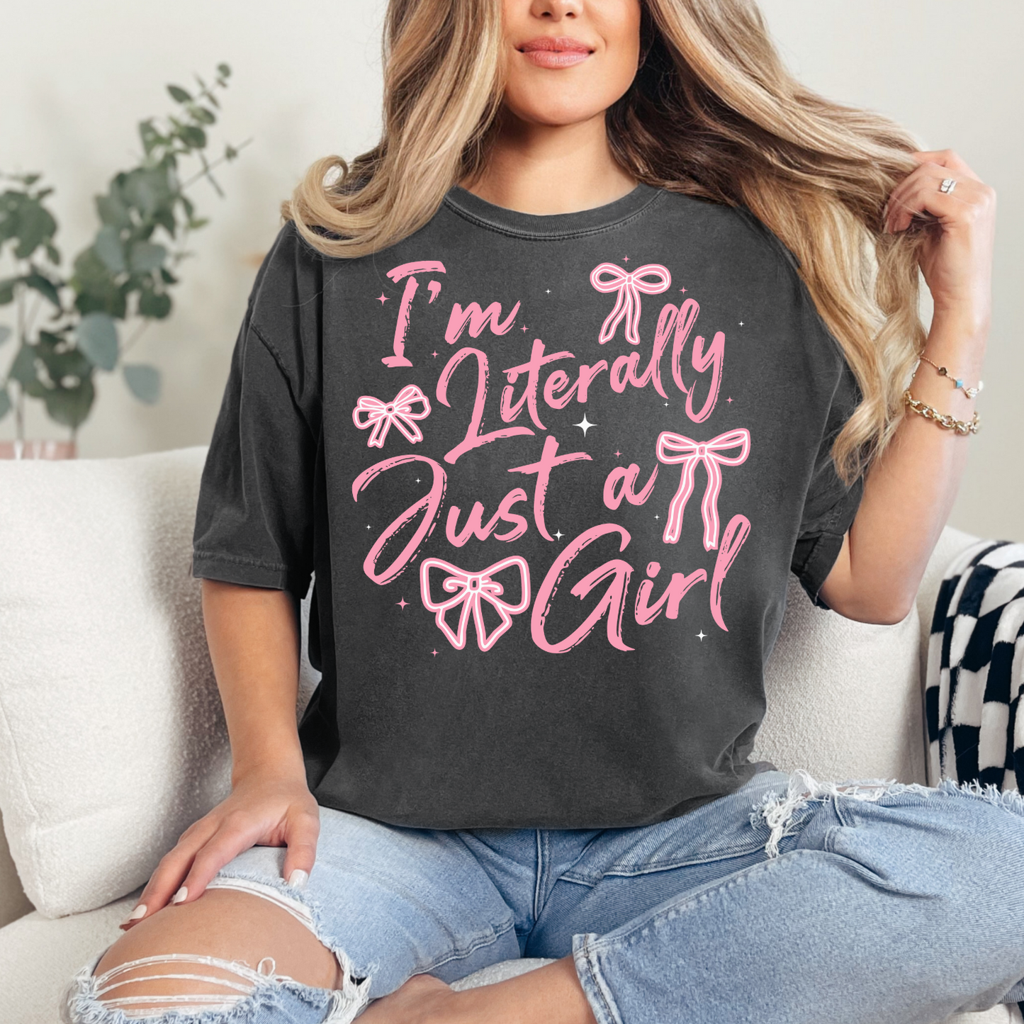 Literally Just A Girl Pink Bows