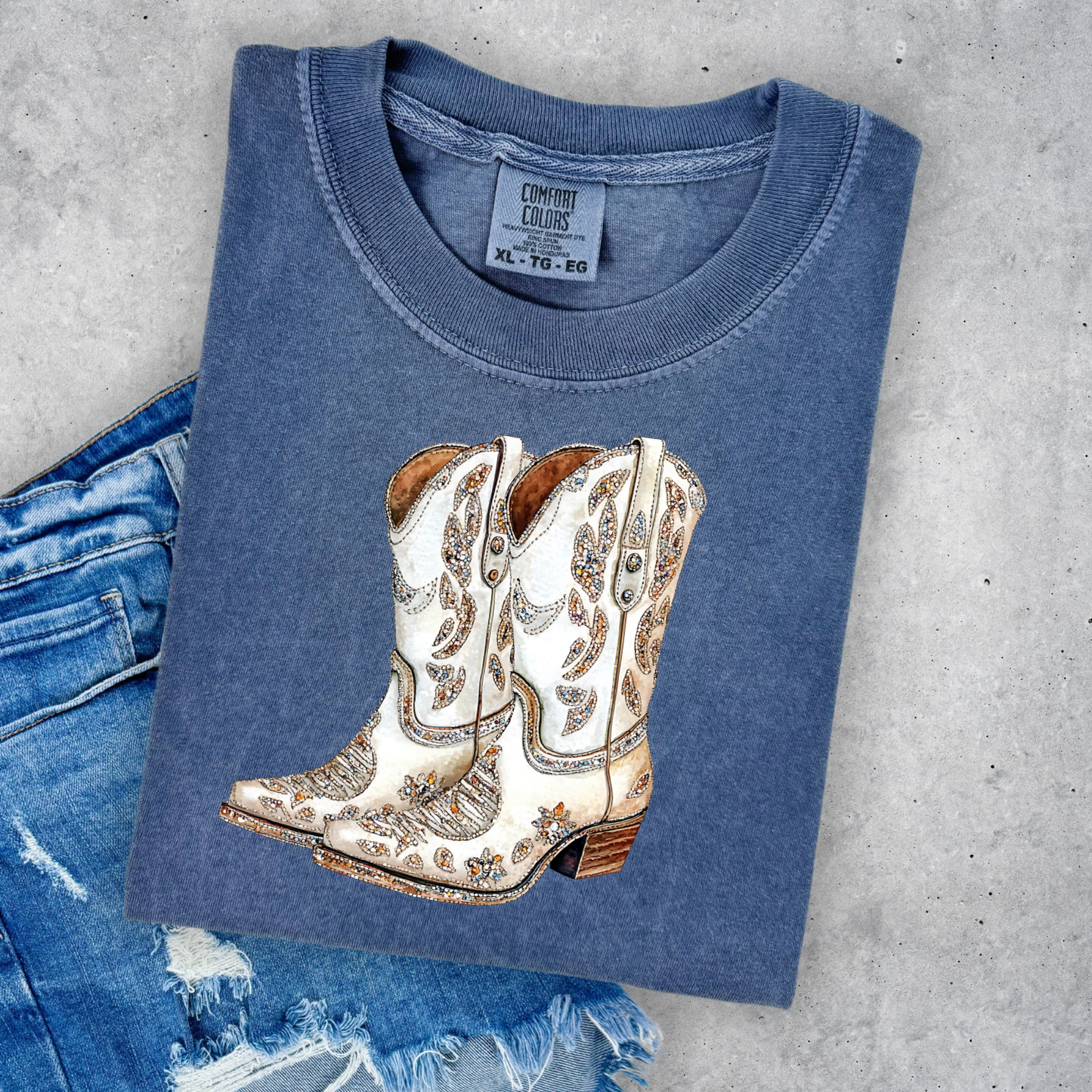 Faux Rhinestone Cowgirl Boots