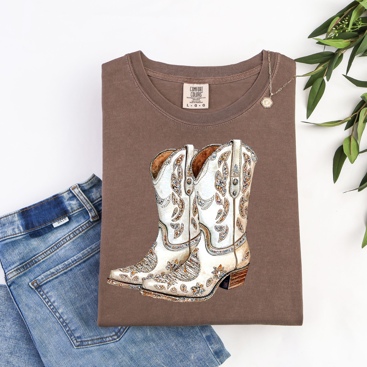 Faux Rhinestone Cowgirl Boots