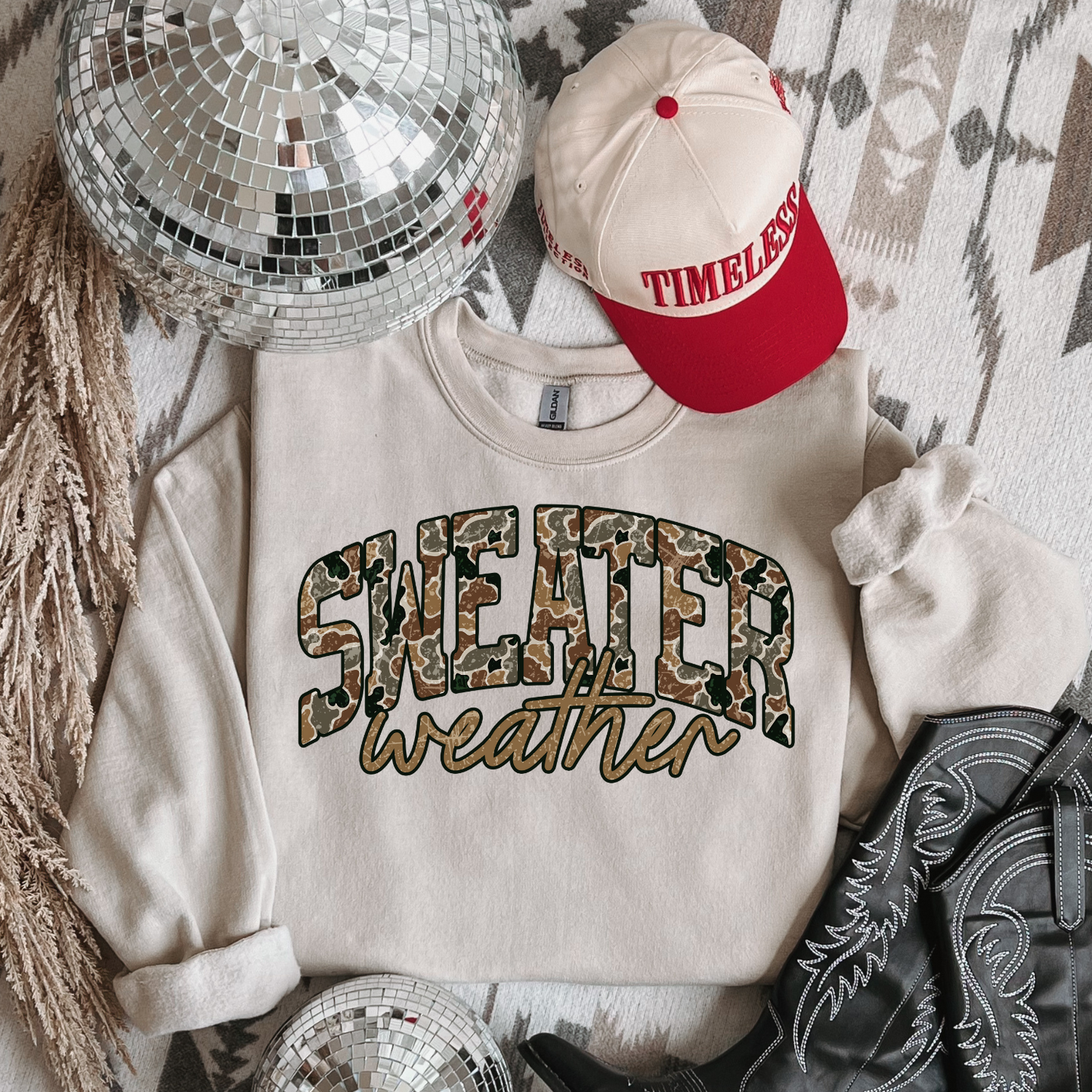 Camo Sweater Weather Tan Sweatshirt