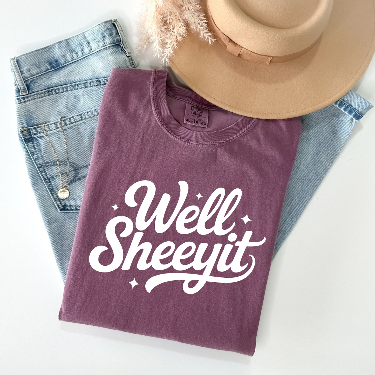 Well Sheeyit on Berry Comfort Colors Tee