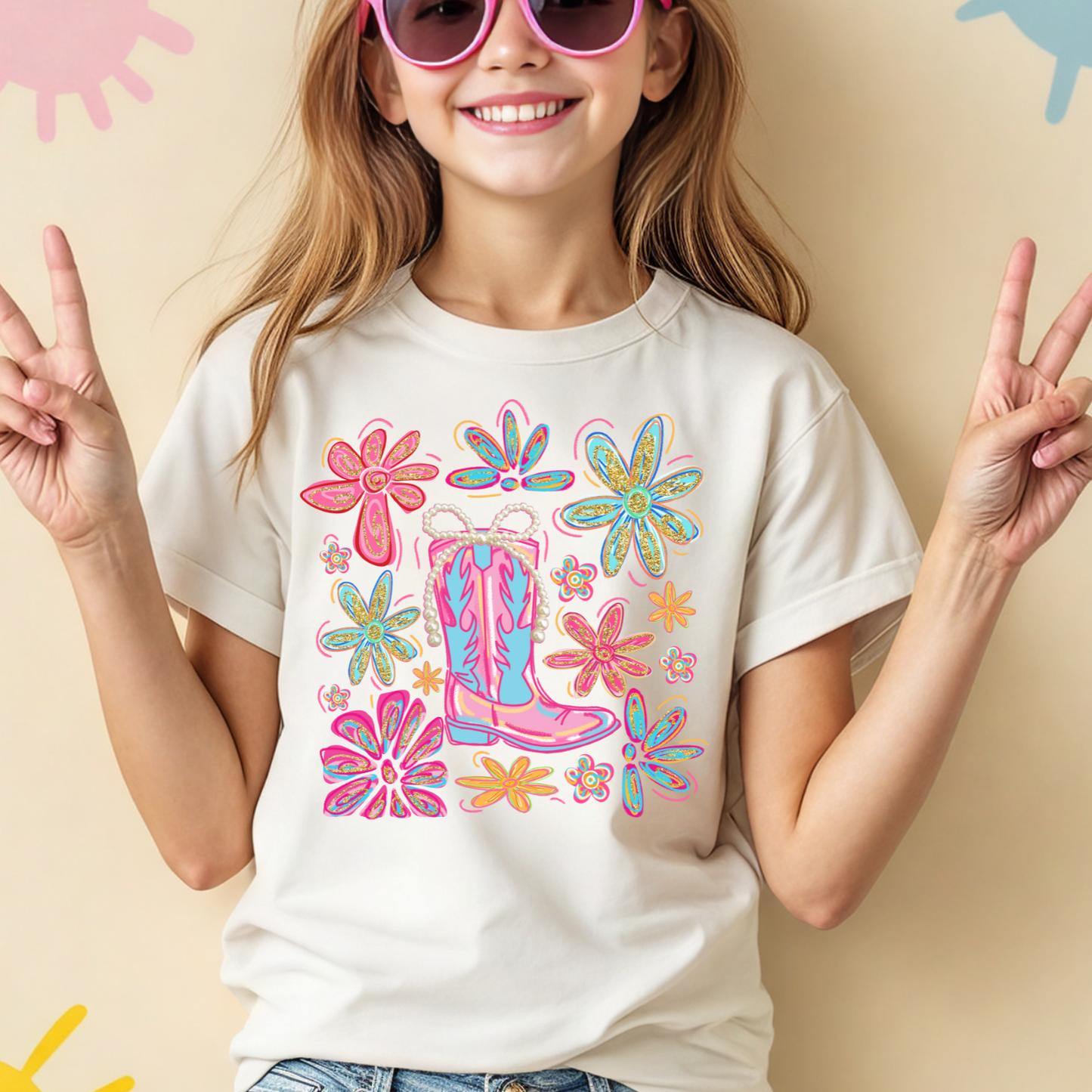 YOUTH Floral Boot Pearl Bow