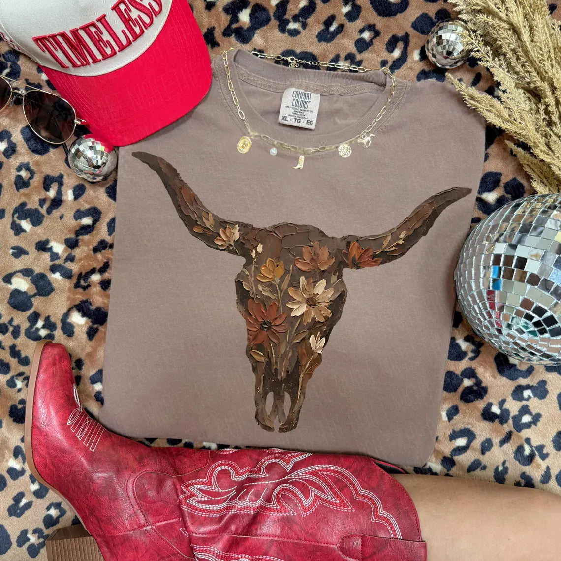 Floral Western Bull Brown