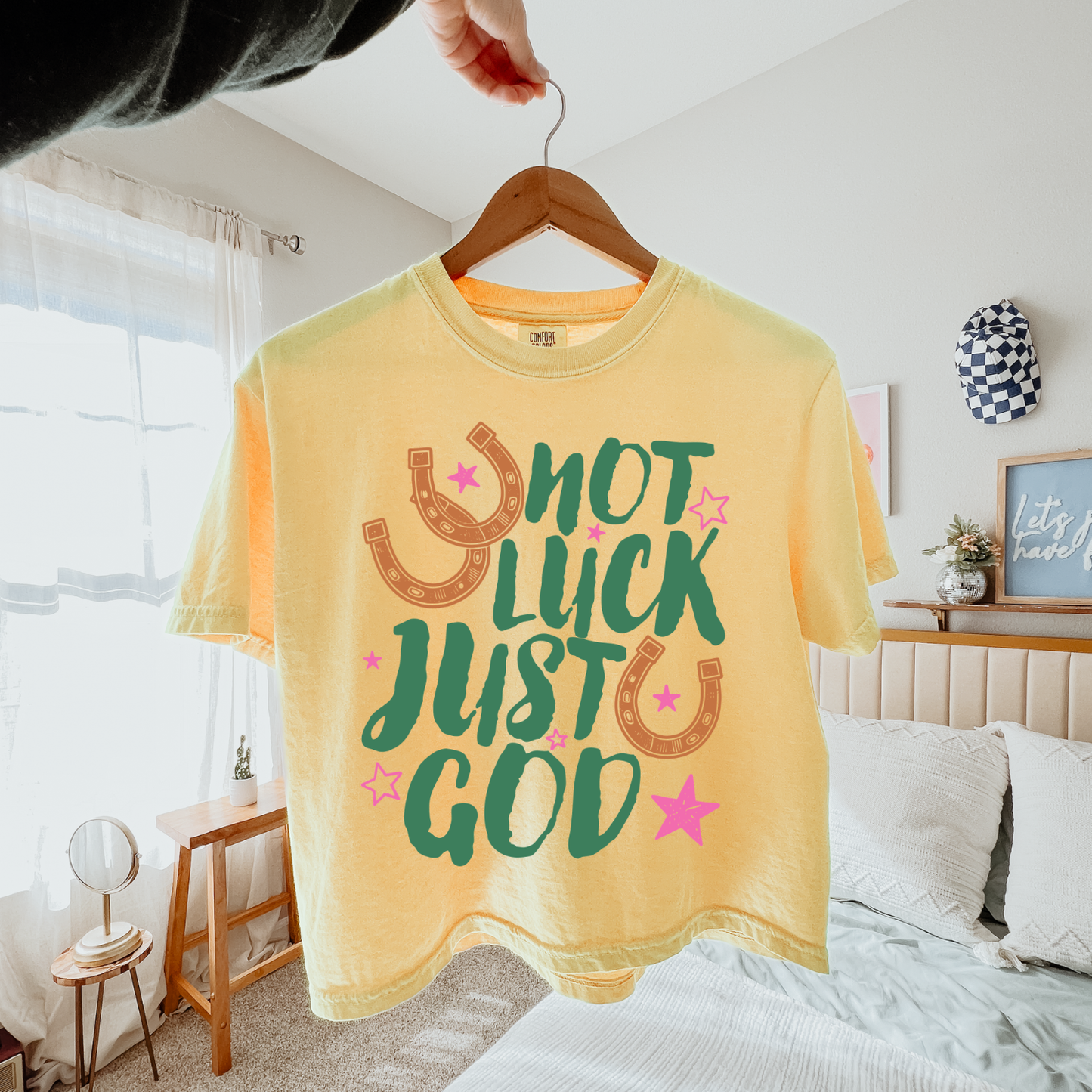 Not Luck Just God Horseshoes Boxy Cropped