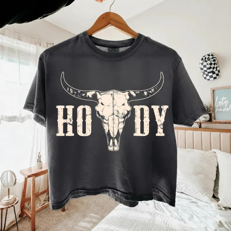 HOWDY Bull Boxy Cropped Tshirt