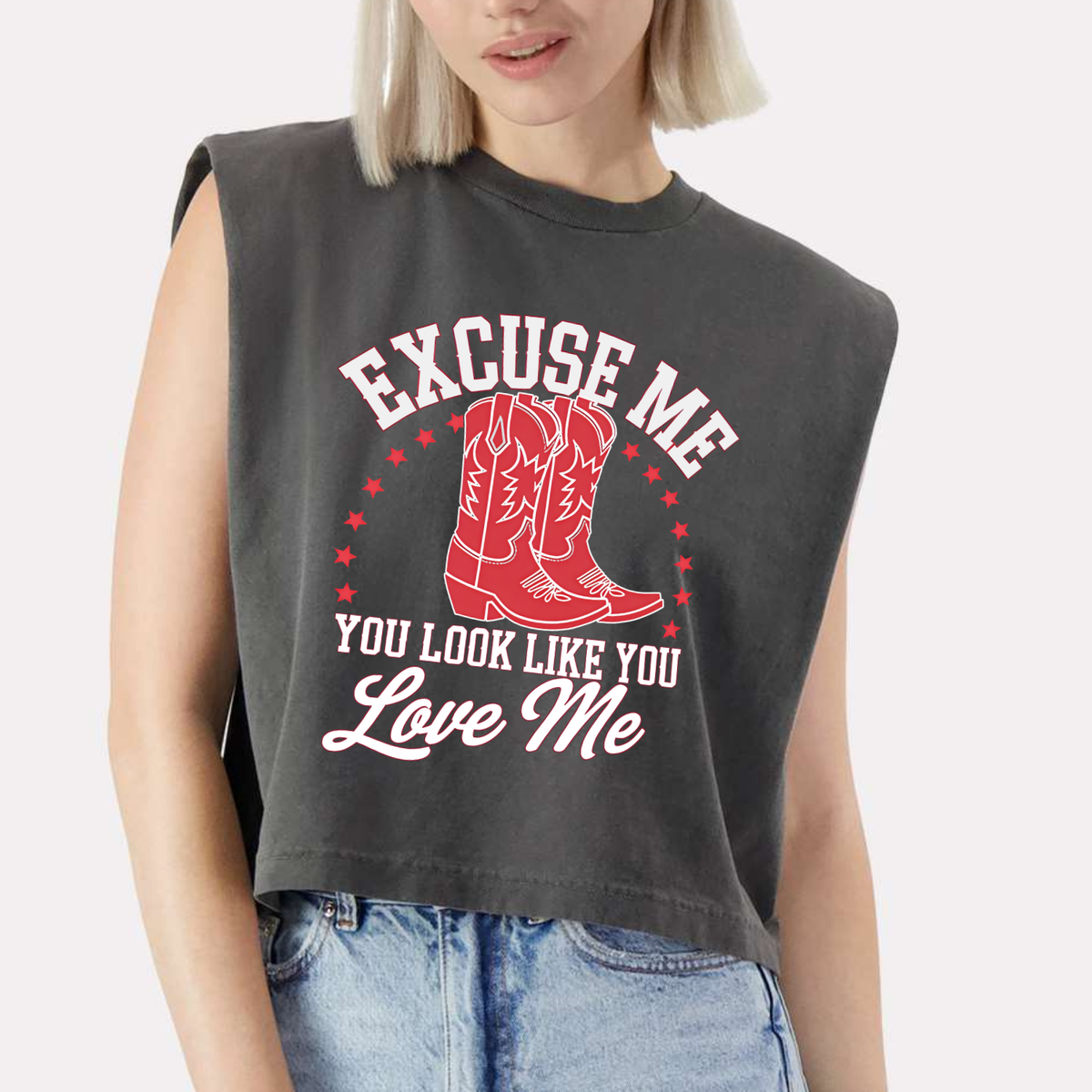 Excuse Me Red Boots Tank Top