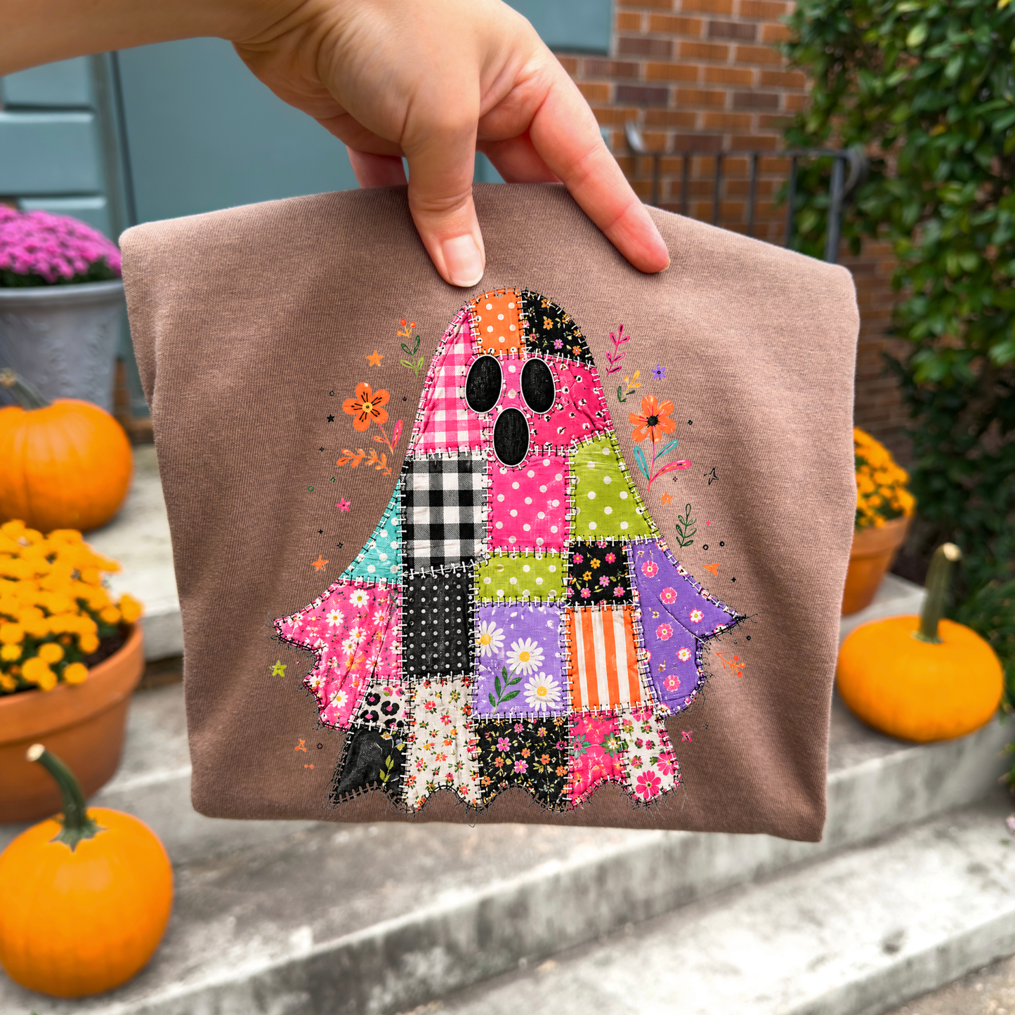 Pink Colorful Ghost Brown Tee