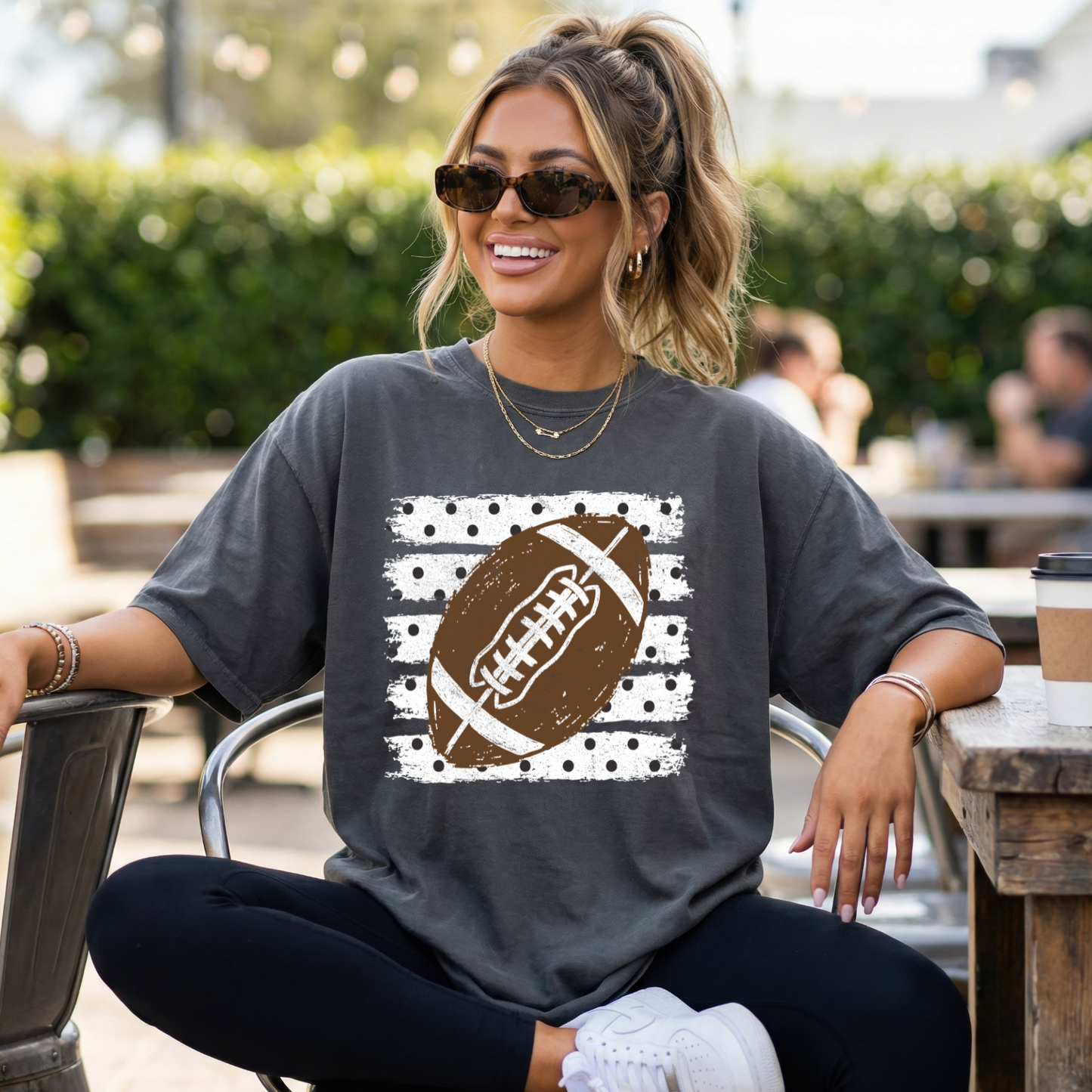 Football White Stripes Polka Dots