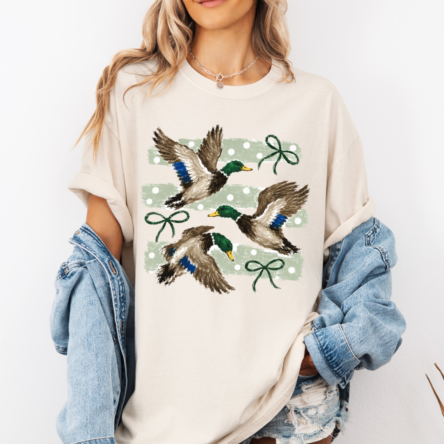 Mallard Duck Trio Stripes Bows