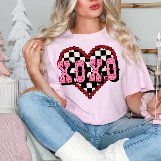 XOXO Checkered heart Western Valentine CC