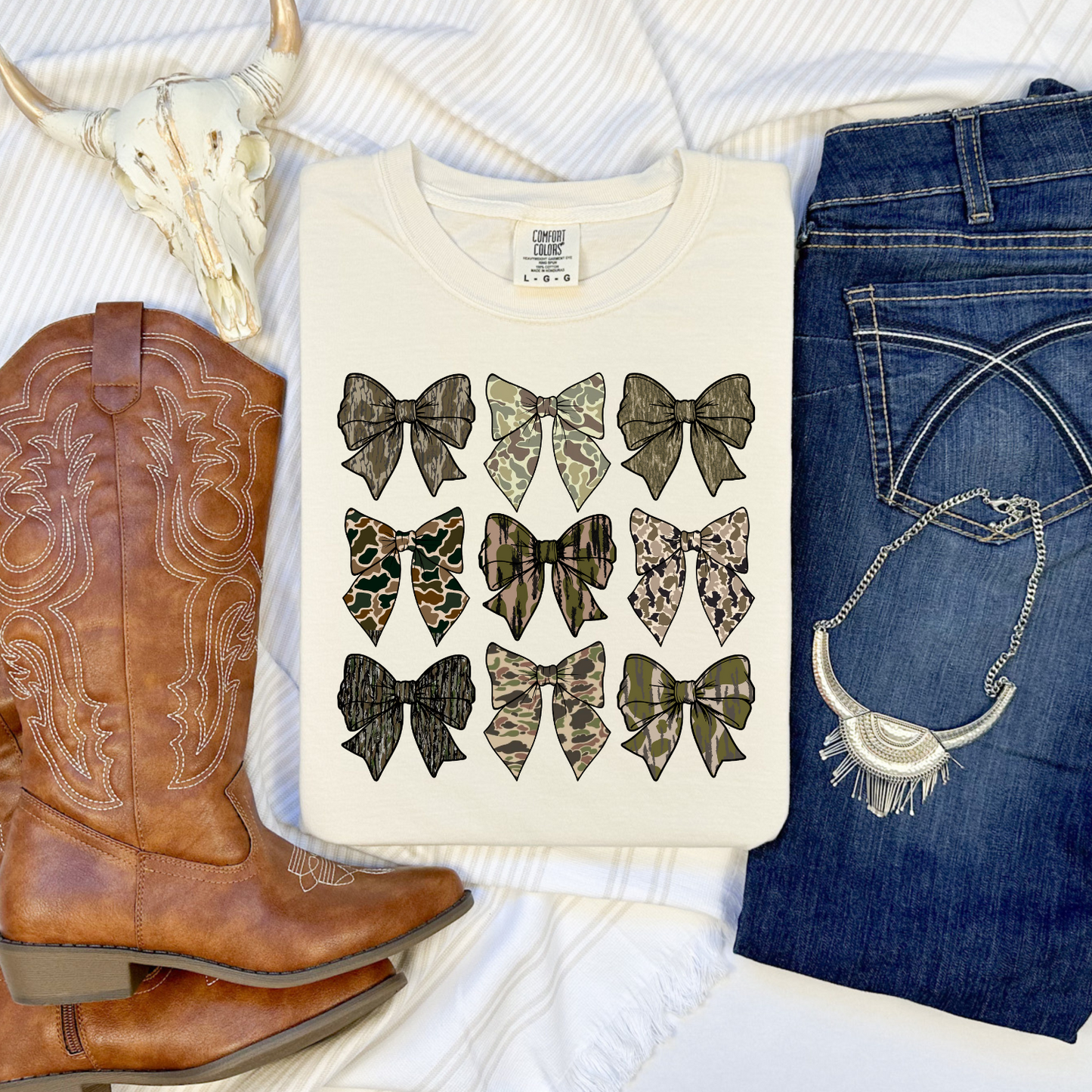 Camo Bows Stacked CC Tee