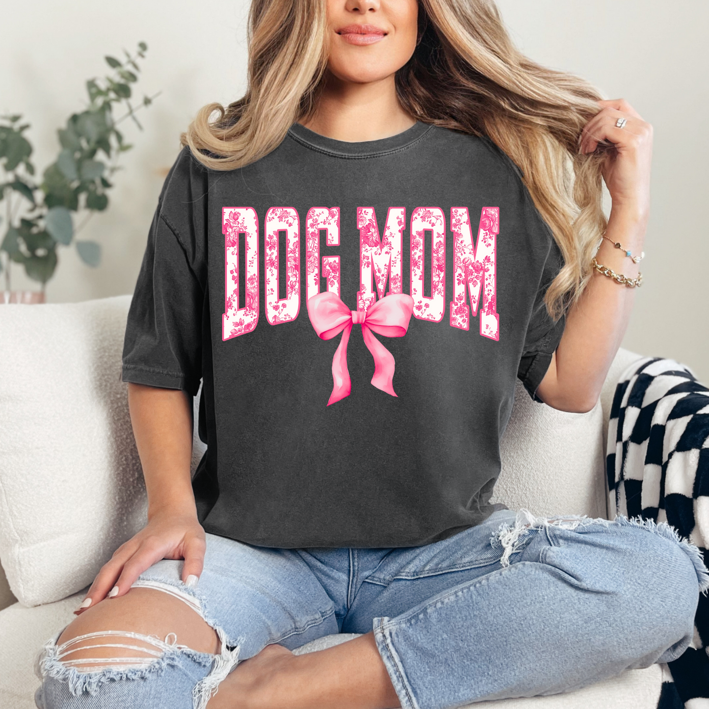 Dog Mom Floral Pink CC Tee