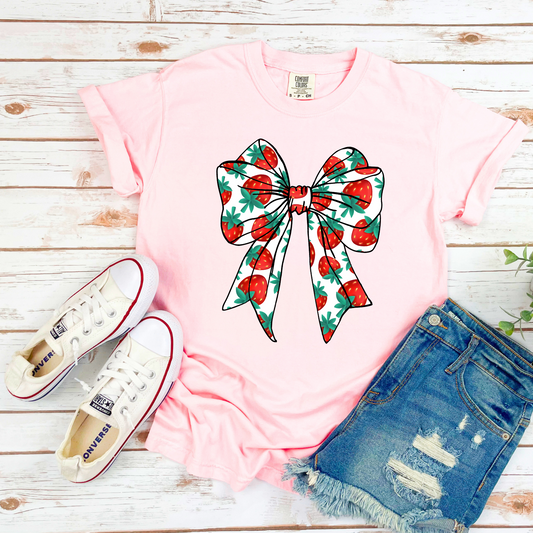 Coquette Bow with Strawberry