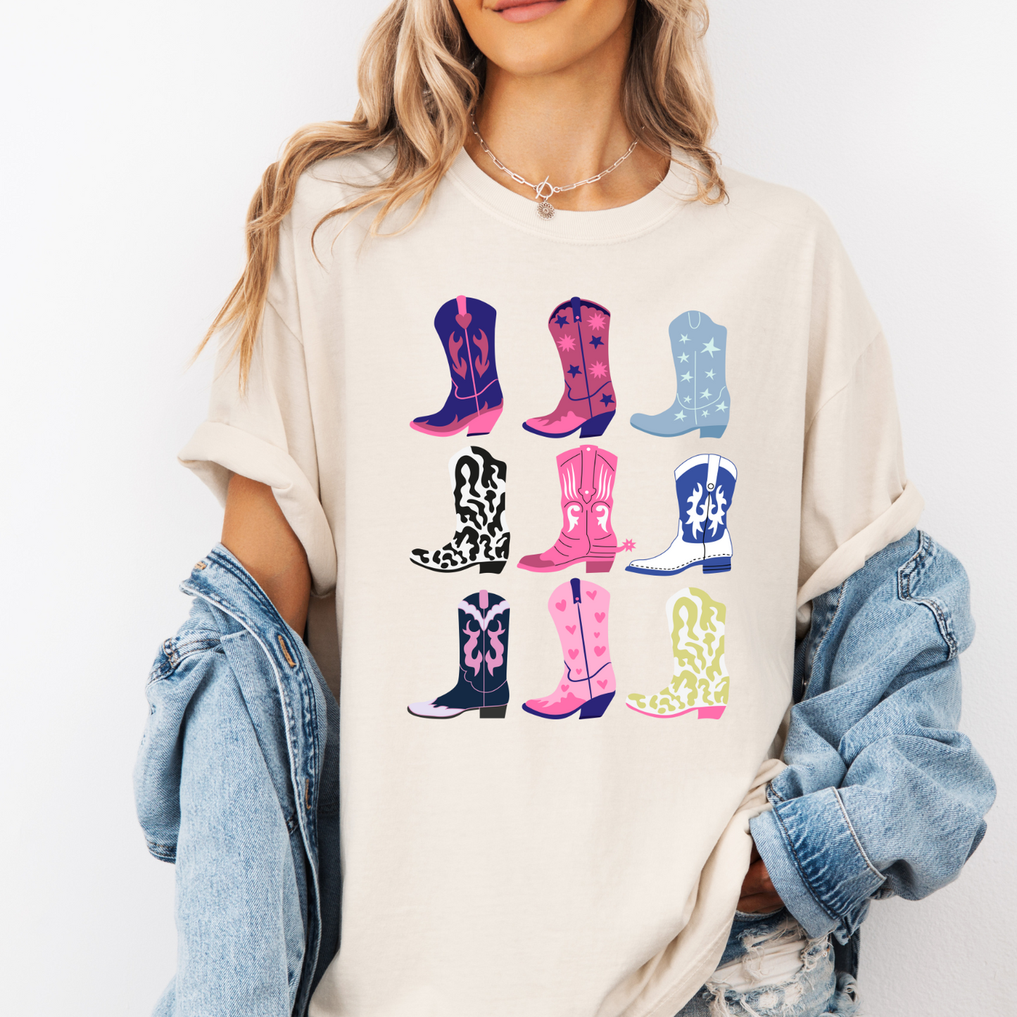 Cowgirl Boots Stacked Ivory CC Tshirt