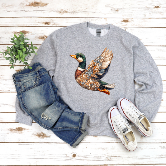 Faux Rhinestone Duck Sweatshirt