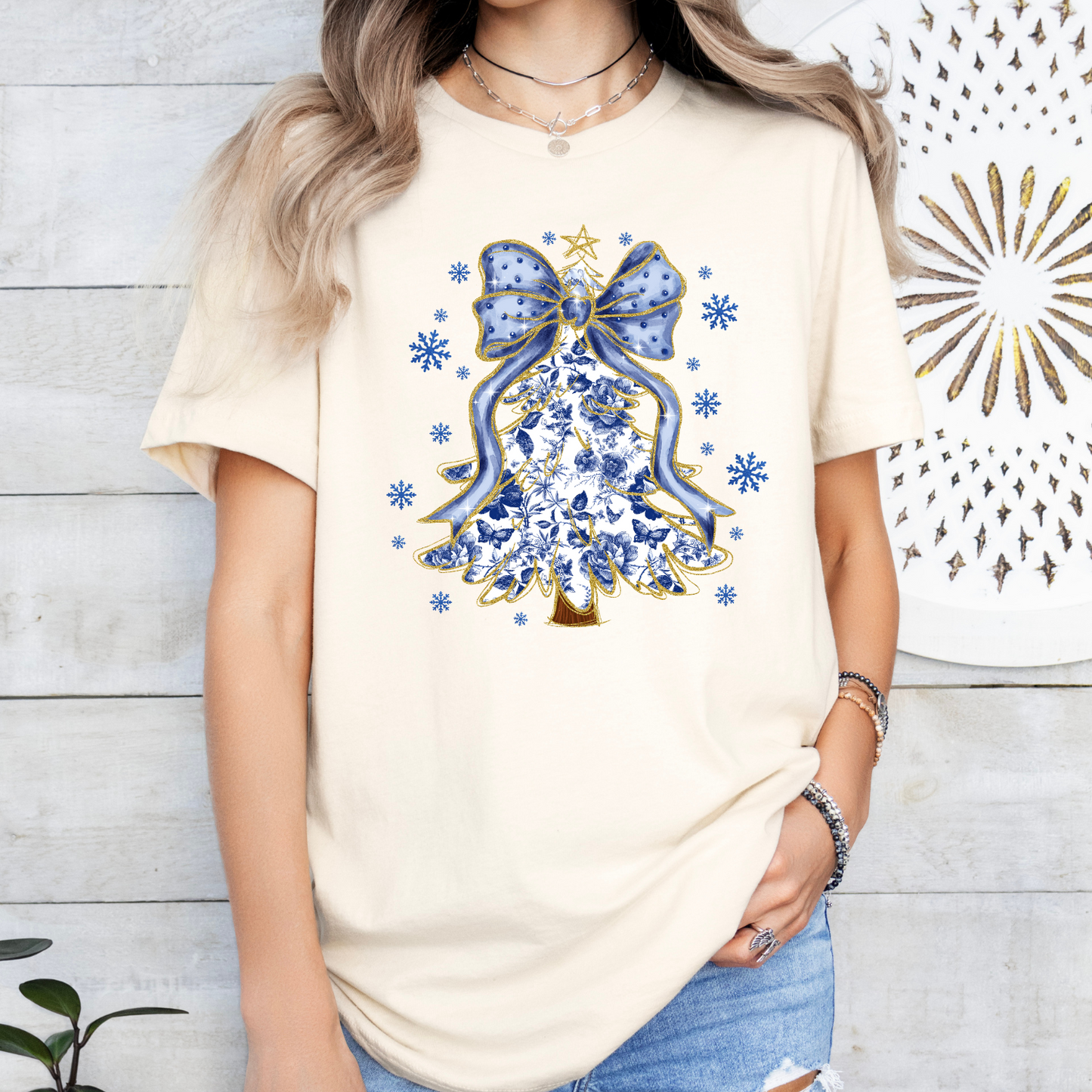 Blue Floral Christmas Tree CC Tshirt