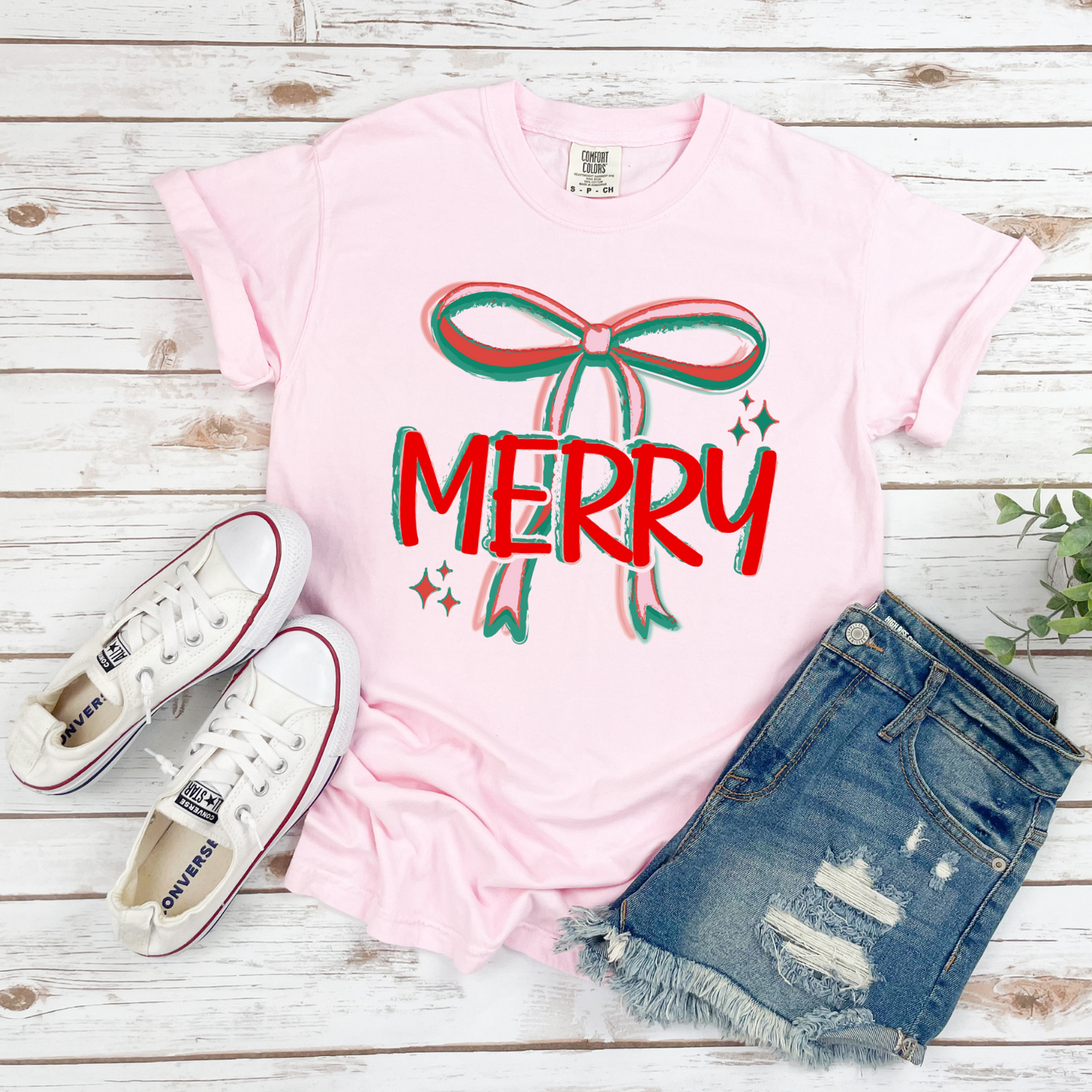 Merry with Bow Pink CC Tshirt