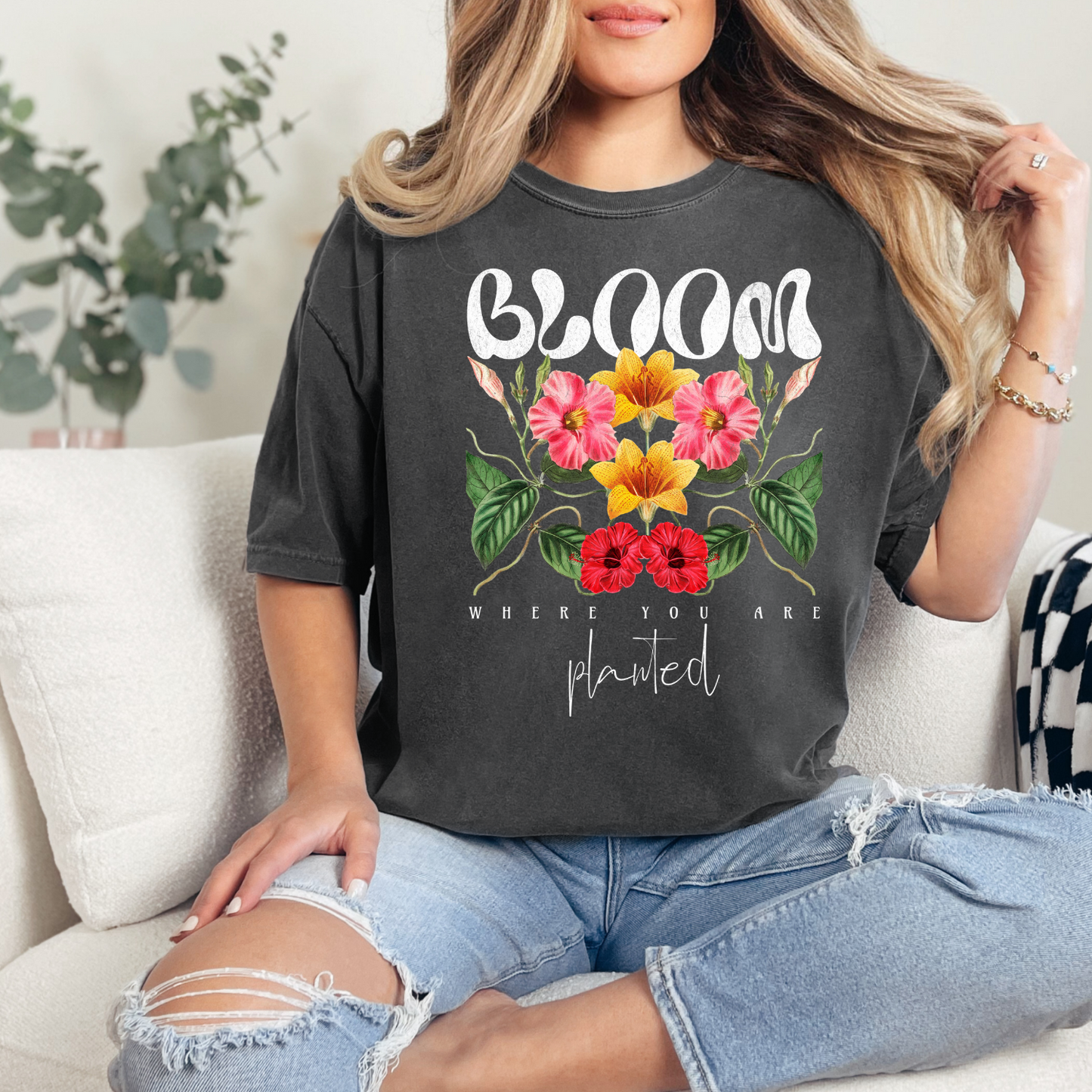 Bloom Where You Are Planted Retro cc Tee