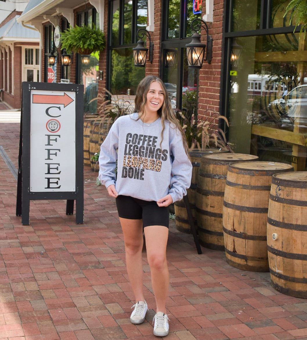 Coffee Leggings Leopard Done Sweatshirt