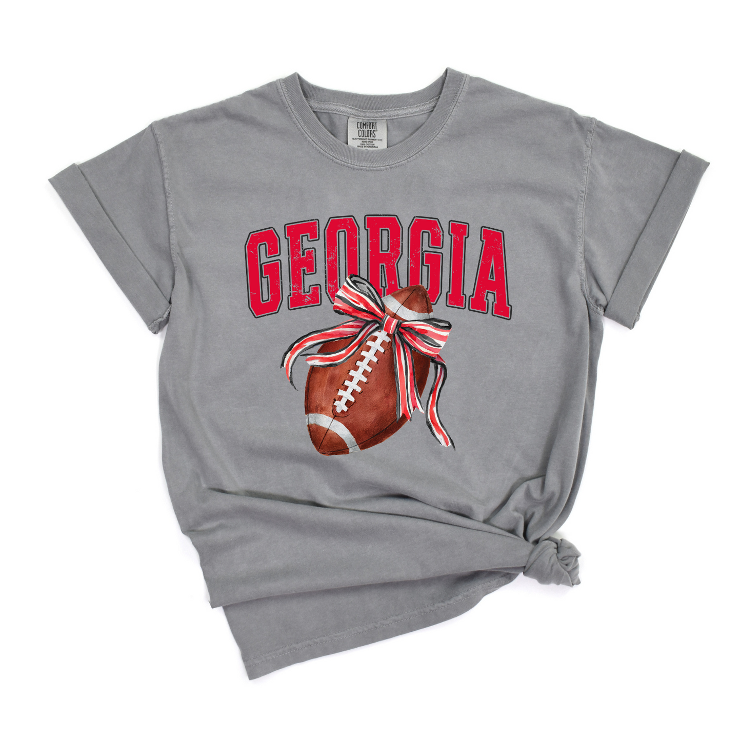 Georgia Red Bow with Football CC Tshirt