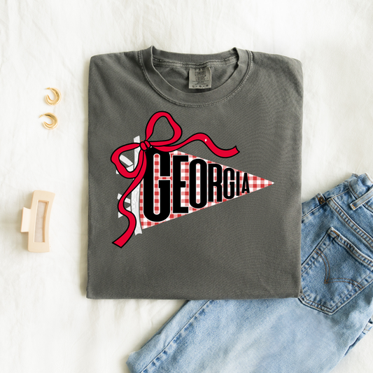 Georgia Checkered Banner Charcoal CC Tshirt