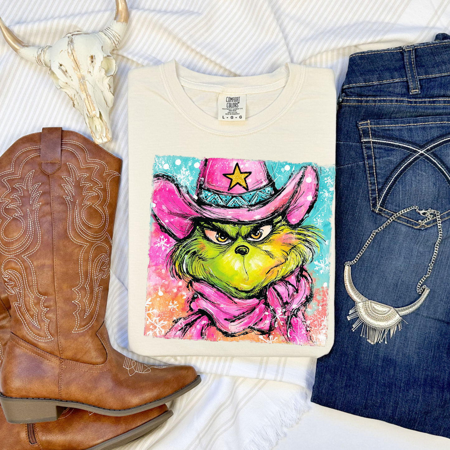 Western Cowboy Grinch Christmas CC Tshirt