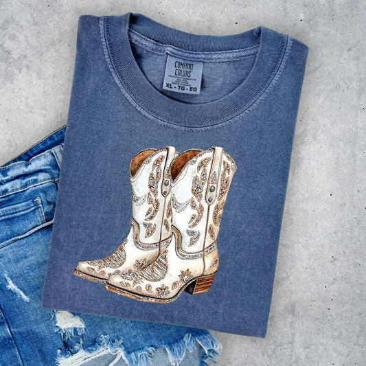 Faux Rhinestone Cowgirl Boots