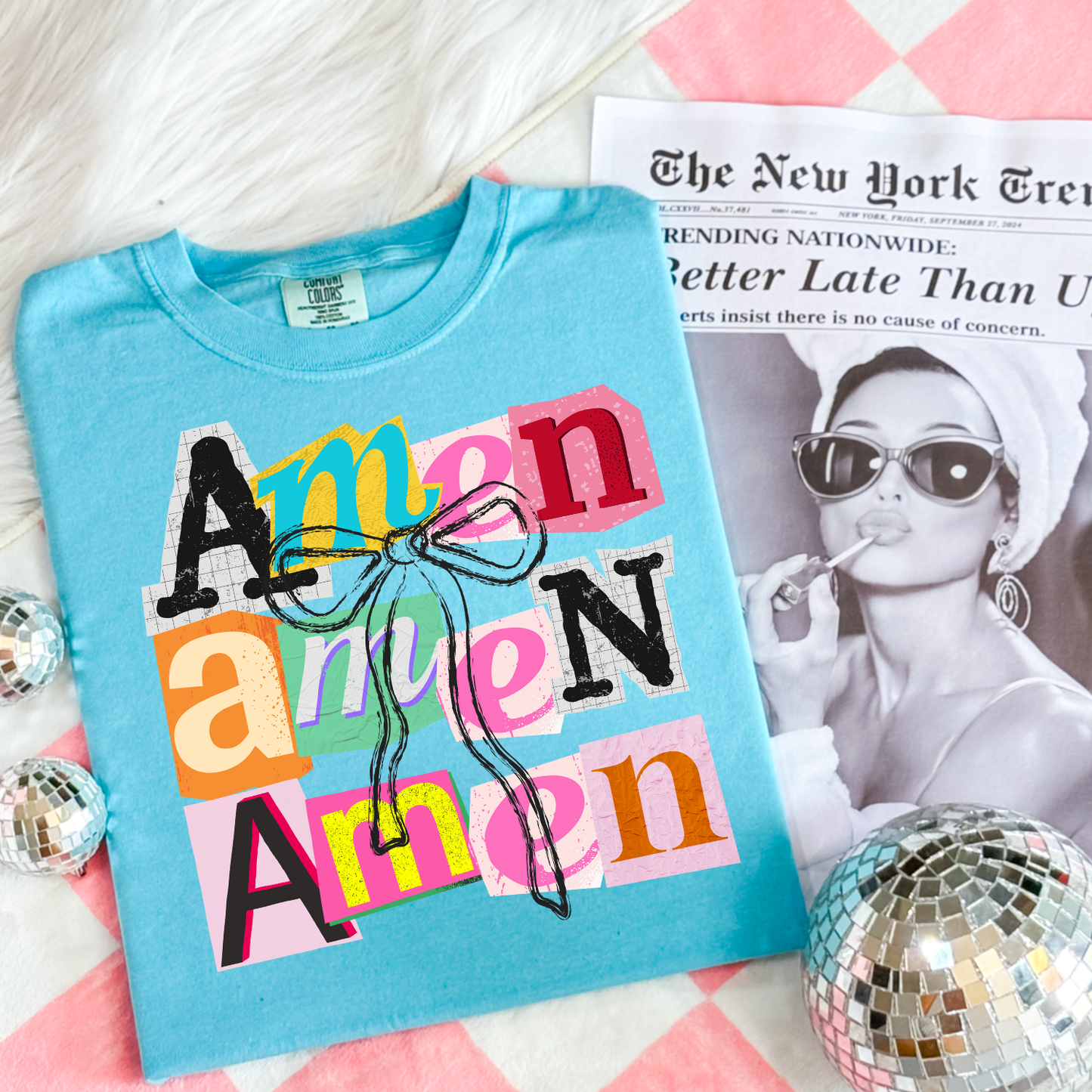 Amen Amen Amen Island Blue Tee