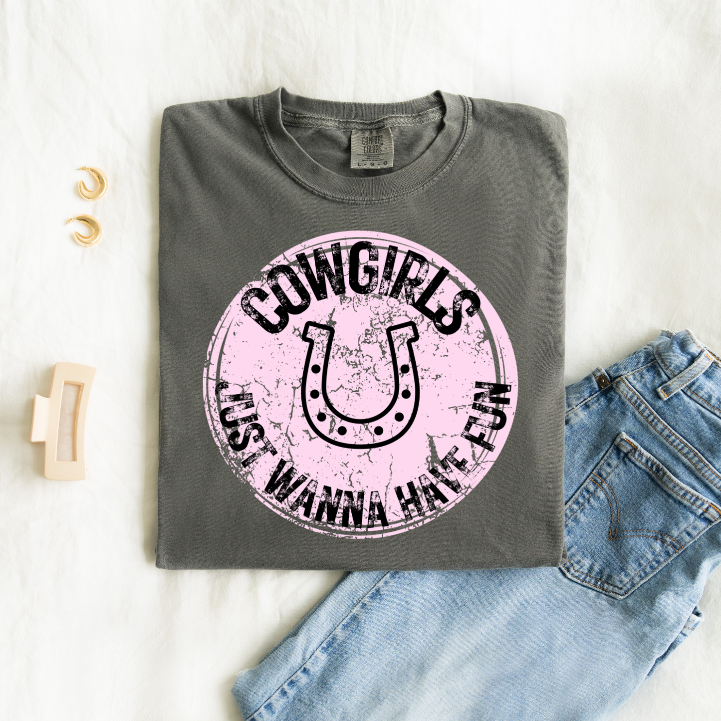 Cowgirls Just Wanna Have Fun Charcoal