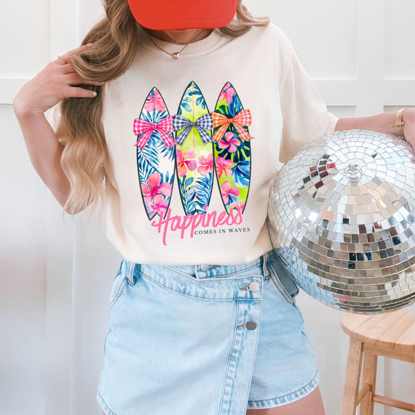 Happiness Come in Waves Surfboards Tee