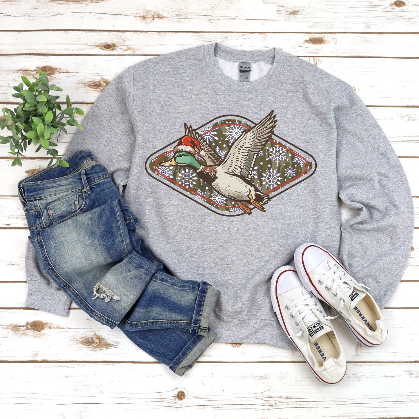 Retro Duck Camo Christmas Sweatshirt