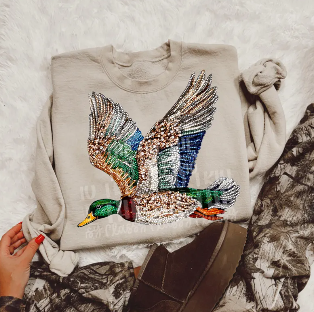 Faux Rhinestone Duck Sweatshirt