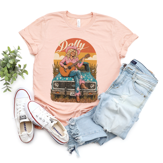 Dolly Truck Sunset Peach Bella Tee