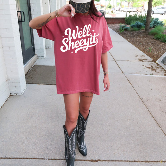 Well Sheeyit on Crimson Comfort Colors Tee