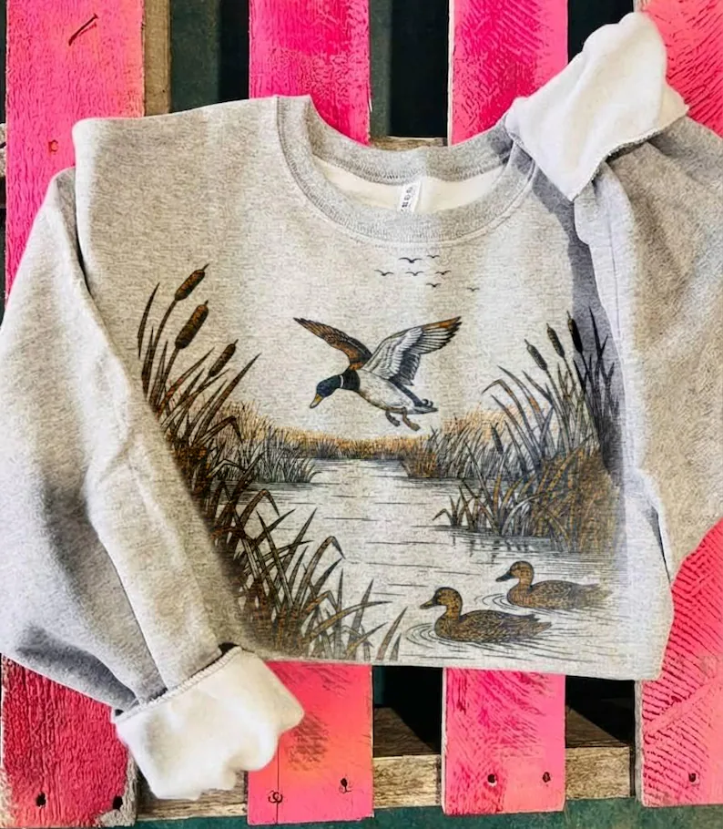 Flying Mallard Duck Pond Sweatshirt