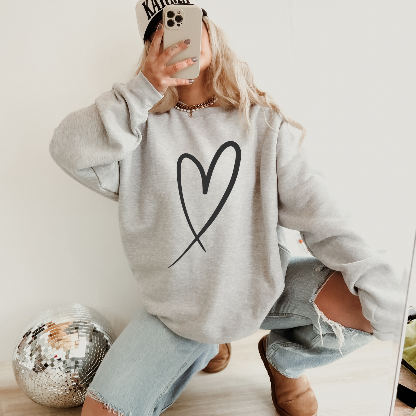 Valentine Black Heart Grey Sweatshirt