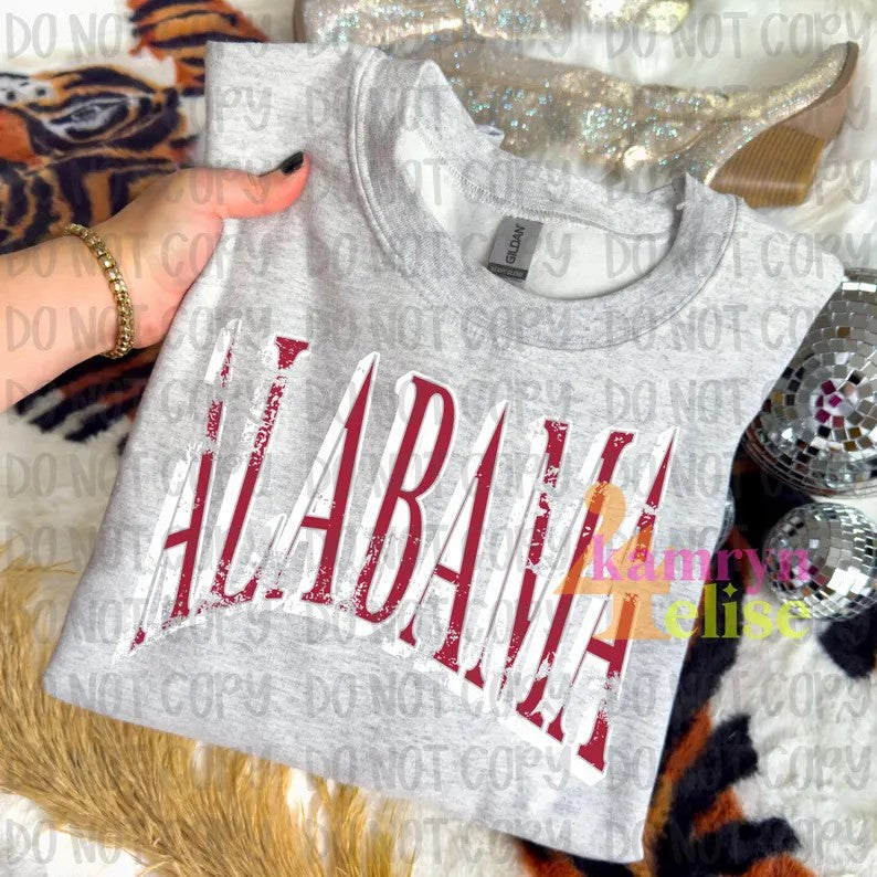ALABAMA Distressed Grey Sweatshirt