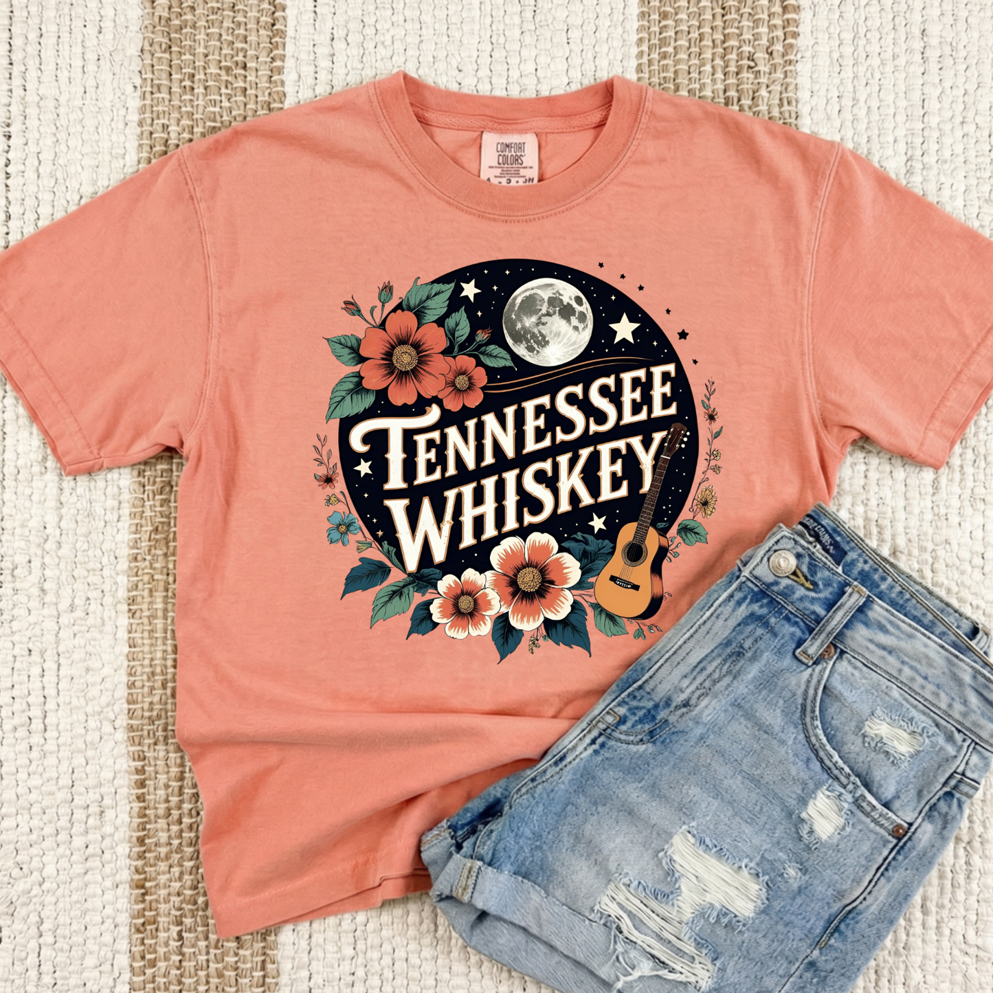 Tennessee Whiskey Floral Guitar