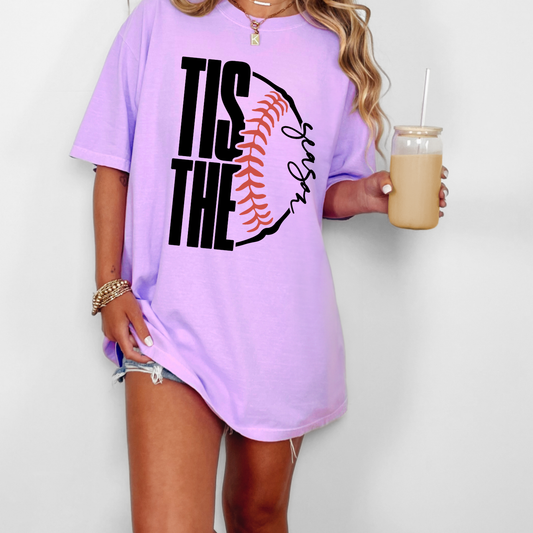 Tis The Season Baseball Neon Violet Tee