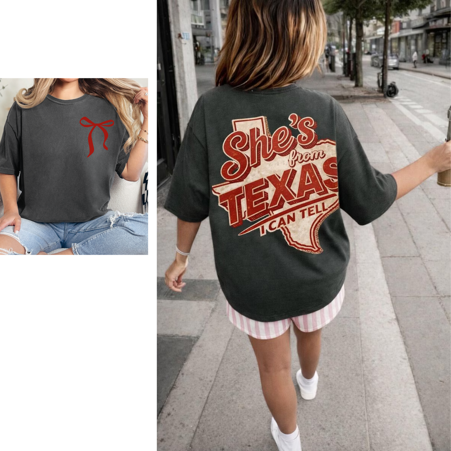 She's From Texas Red Front Back