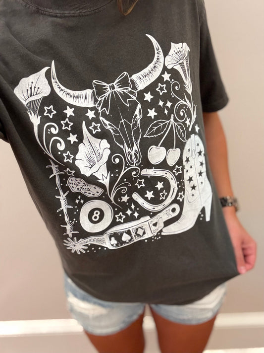 Western Collage Boots Bull